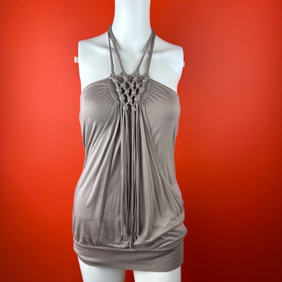 Guess taupe brown halter top women’s blouse summer spring - Picture 3 of 7